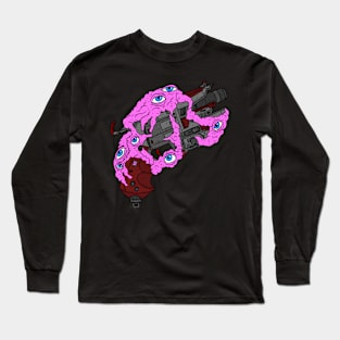 a sci fi artwork, alien eyes guarding a cyberpunk revolver. Long Sleeve T-Shirt